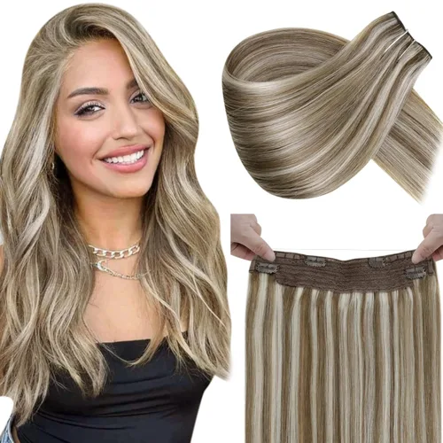 Miniatura 13 de LaaVoo Extensión de cola de caballo de cabello humano marrón para mujer, extensiones de cola de caballo marrón oscuro, extensiones de cabello humano