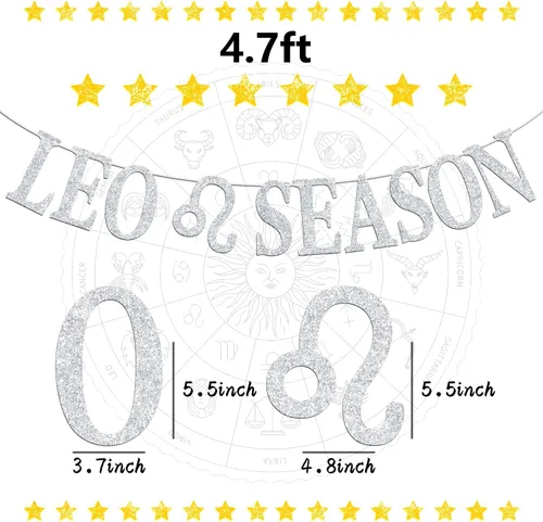 Miniatura 2 de Cartel de la temporada de Leo, cartel de Big Leo Energy, 12 Constelaciones Tema de Historia de Feliz Cumpleaños, Suministros de Decoración de Fiesta