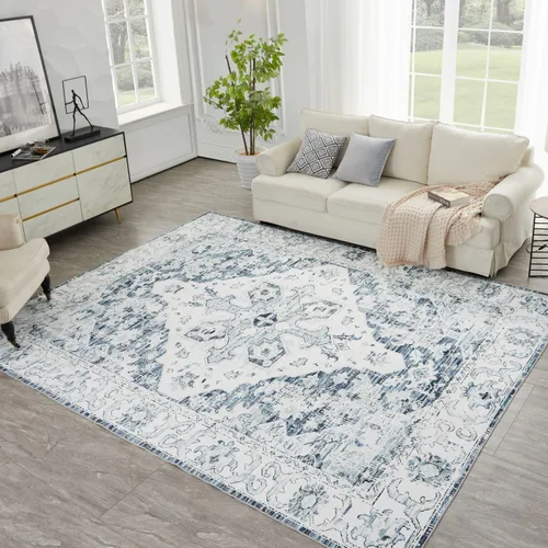 Miniatura 106 de Syalife 6x9 Alfombra Lavable para Área, Ultra Suave Antideslizante, Pila Baja, Alfombra Vintage Resistente a Manchas para Sala de Estar, Alfombra