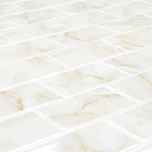 Miniatura 7 de Livelynine 16 Azulejos de Oro de Mármol Despegar y Pegar Salpicaduras para Cocina Adhesivos de Azulejos de Pared para Baño Salpicaduras Impermeables
