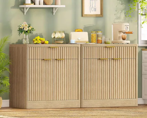 Miniatura 17 de TEENFON Armario de despensa de 43 pies de alto con 4 puertas, armario de cocina con 6 estantes de puerta, armario de almacenamiento-despensa