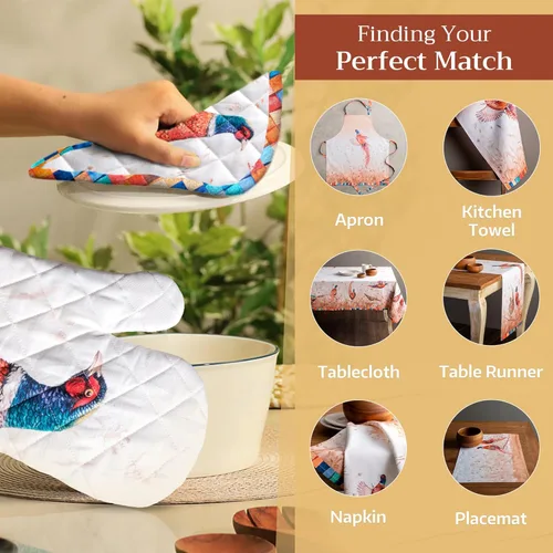 Miniatura 5 de Maison d' Hermine Juego de soportes para ollas 100% algodón, resistentes al calor, almohadillas calientes de 8 x 8 pulgadas con lazo para 04