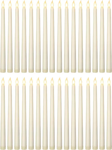 Miniatura 13 de Treela 24 piezas de velas cónicas sin llama, operadas con pilas, falsas a granel, velas de 11 pulgadas, luces LED, candelabros parpadeantes cónicos