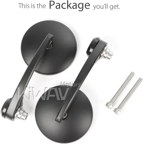Miniatura 6 de KiWAV Magazi Eclipse - Espejos redondos para motocicleta, color negro, compatible con Indian Scout Bobber 2-Negro