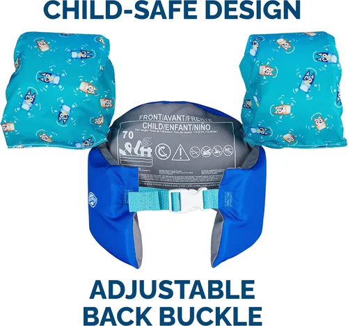 Miniatura 3 de SwimWays Swim Trainer, US Coast Guard Approved Life Vest Kids Swim Vest, Arm Floaties & Life Jackets for Kids 33-55 lbs, Shark