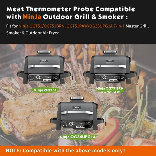 Miniatura 3 de Termómetro de repuesto para sonda de carne Ninja OG751 Woodfire Pro para parrilla y ahumador para exteriores, compatible con Ninja OG700 Series adn