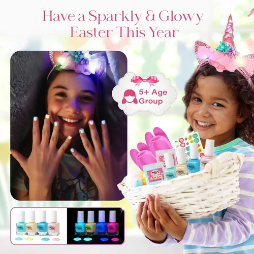 Miniatura 5 de Kit de día de spa para niñas Bubbly Girlz con brillo en la oscuridad, más de 42 piezas de juguetes de spa para pies con cascada, kit de spa de uñas