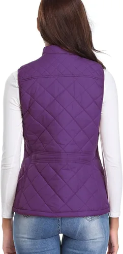 Miniatura 7 de Fuinloth - Chaleco acolchado para mujer, diseño de cuello alto, ligero, con cierre