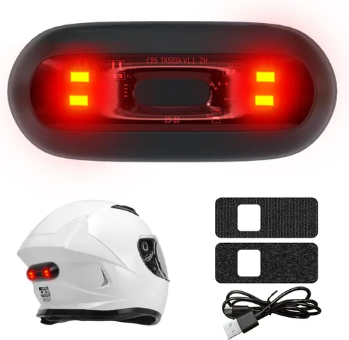 JAGASOL Luz trasera LED para casco de bicicleta, luz trasera LED para casco de motocicleta, luz de advertencia de seguridad de conducción nocturna,