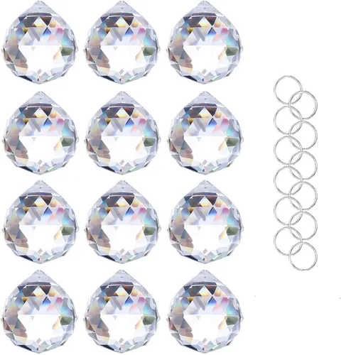 Crystalsuncatcher - Lámpara colgante de bola de cristal transparente de 0.78 pulgadas (0.787 in) para árbol de Navidad, colgante de gota para árbol