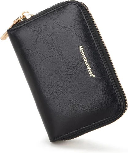 Miniatura 8 de Montana West Tarjetero de crédito para mujer, pequeña cartera RFID con cremallera, tarjetero unisex, Beige, Minimalista