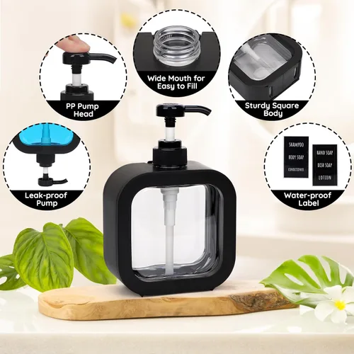 Miniatura 2 de Segbeauty Dispensador de jabón de manos de 16.9 onzas, dispensador de jabón líquido a prueba de fugas de 16.9 fl oz para baño, dispensadores de Negro
