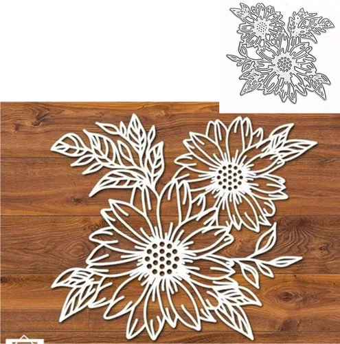 Troqueles de metal con hojas de flores, hojas de girasol, plantillas de corte de boda para álbumes de recortes, manualidades, álbumes de recortes,