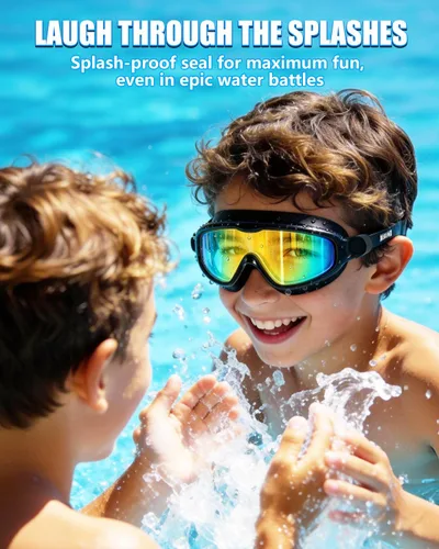 Miniatura 4 de Aegend Gafas de natación para niños y jóvenes de 3 a 14 años – Paquete de 2 gafas de visión clara antivaho anti-UV para natación Aqua y chapado