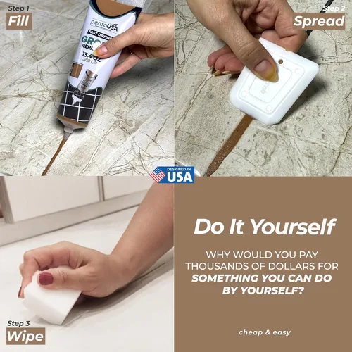 Miniatura 3 de PentaUSA Lechada para Azulejos - Reparaciones de Relleno de Lechada Grande, Kit de Reparación de Lechada de Secado Rápido, Fórmula Inodora - Incluye