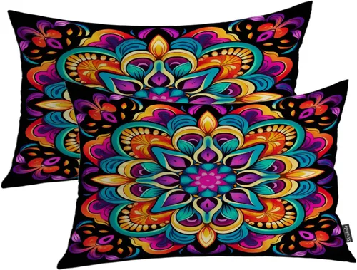 Miniatura 61 de Shrahala Funda de almohada decorativa de castillo oscuro de Halloween, casa con murciélagos de bruja, esqueleto, funda de almohada cuadrada mezclada