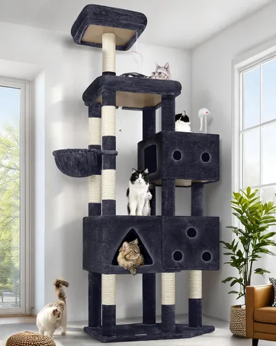 Miniatura 9 de Globlazer Torre para gatos extra grande, árbol para gatos de 81 pulgadas de alto para gatos grandes, 20 libras, torre de rascador para gatos adultos