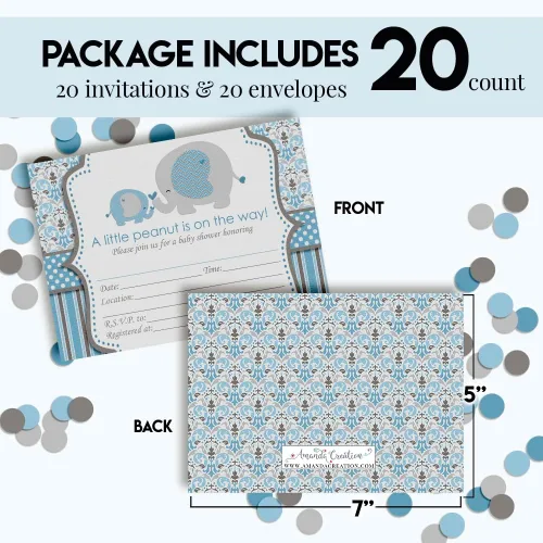 Miniatura 4 de AmandaCreation - Invitaciones para baby shower de Woodland Mom & Baby Bear para niños o niñas, 20 invitaciones de doble cara de 5 x 7 pulgadas