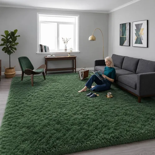 Miniatura 12 de Alfombra mullida de 5 x 8 pies, apta para mascotas, de fácil cuidado, ultra suave, con respaldo antideslizante, moderna alfombra de felpa mullida