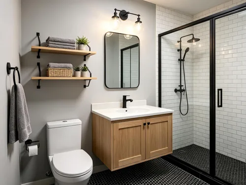 Miniatura 4 de Phansthy Aplique de pared de vidrio industrial de 2 luces, lámpara de pared de baño con interruptor de encendido y brazo oscilante, pantalla de Negro