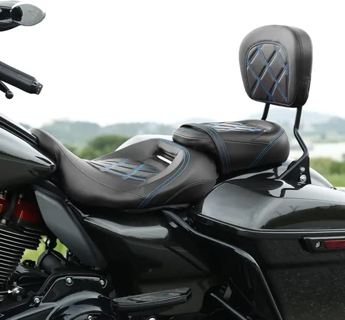 Miniatura 42 de TCT-MOTORPARTS Driver Rider - Almohadilla de respaldo para Harley Touring 2009-2023 Road King Street Road Electra Glide Ultra Black Stitching