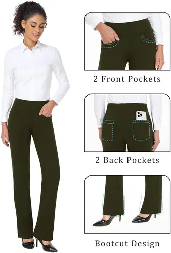 Miniatura 73 de Safort Pantalones de yoga con entrepierna de 28" 30" 32" 34"más amplios en la parte inferior para botas altas, 4 bolsillos, UPF50+