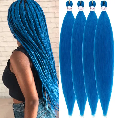 Miniatura 23 de Cabello trenzado preestirado, negro, hipoalergénico, preestirado, trenzado, sin nudos, sin picazón, suave