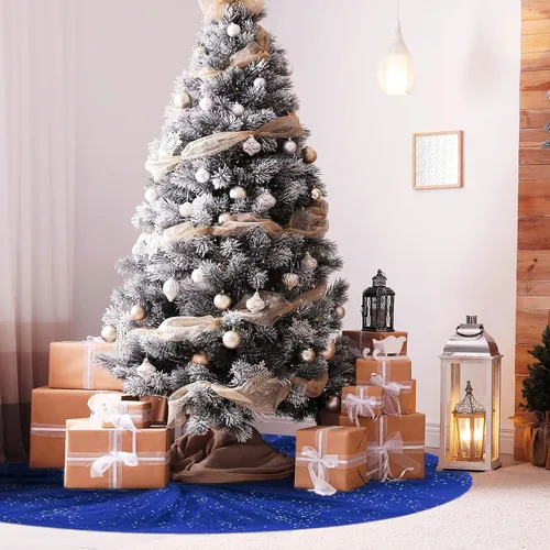 Miniatura 6 de Skylety Falda de árbol de Navidad de 36 pulgadas, con volantes, de tul y lentejuelas, redonda brillante de doble capa, para Navidad, vacaciones, Año