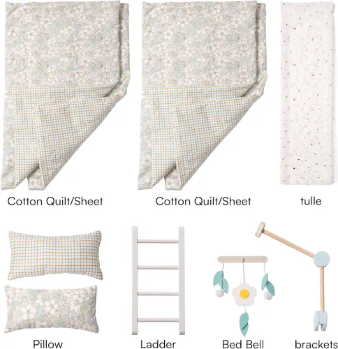 Miniatura 3 de ROBOTIME Literas de muñeca de bebé, cunas de madera para muñecas de 18 pulgadas, cama apilable para muñecas de muñeca para muñecas americanas