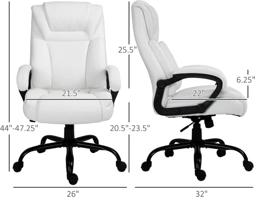Miniatura 3 de Big and Tall 400lbs Executive Office Chair with Wide Seat, Computer Desk Chair with High Back PU Leather Ergonomic Upholstery, Adjustable Height and