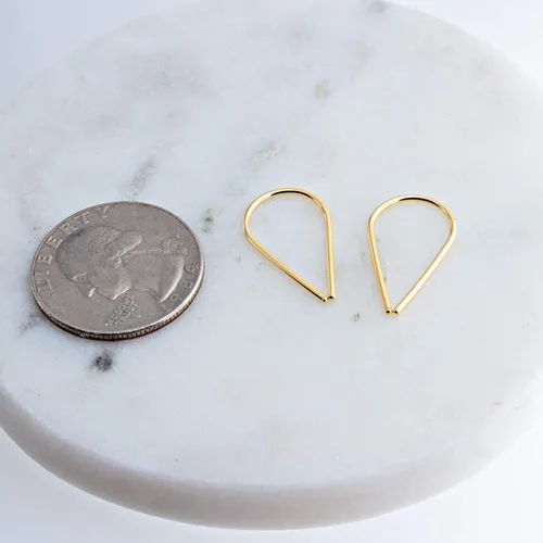 Miniatura 42 de Aretes pequeños de plata de ley 21 GA de 0.472 in con gancho de arco de herradura