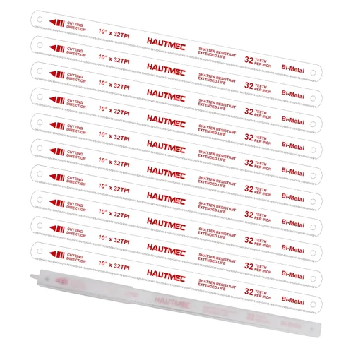 Miniatura 6 de HAUTMEC Juego de hojas de sierra para metales de 10" 18, 24 y 32 TPI – Juego de 12 hojas de repuesto bimetálicas con dientes de acero de alta