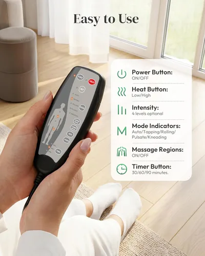 Miniatura 4 de Heycool - Masajeador de espalda con vibración y calor, almohadilla de masaje para silla con 10 motores de vibración y 2 niveles de calor, masajeador