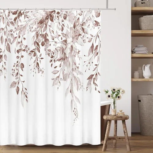 Miniatura 116 de Tititex Spun Sugar - Juego de cortinas de ducha de eucalipto azul claro, hojas de acuarela brillantes en la parte superior, decoración floral