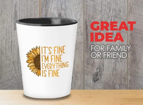 Miniatura 2 de Bubble Hugs Vaso de chupito motivacional de 1.5 onzas – It's Fine I'm Fine Everything – Apreciación motivacional, refranes inspiradores, regalo