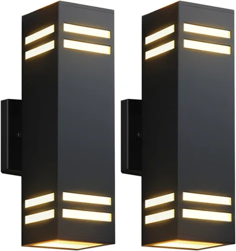 Miniatura 9 de Iluminación Exterior de Anochecer a Amanecer Paquete de 2, Luces de Pared Exteriores Modernas Negras Accesorios de Iluminación Exterior Montaje
