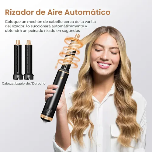 Miniatura 3 de Juego de cepillos secadores de pelo 5 en 1, cepillo secador de pelo desmontable y estilizador de aire caliente, moldeador automático de aire