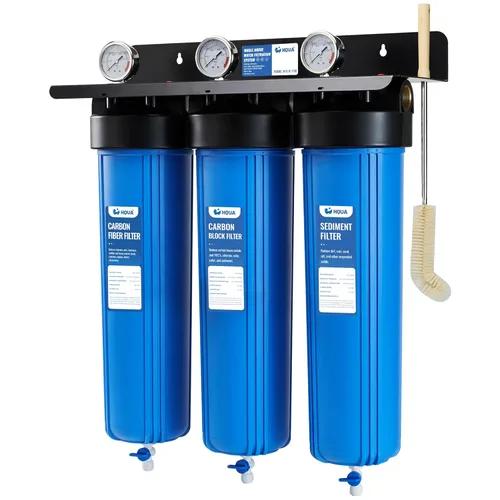 WF3-01 PRO - Sistema de filtración de agua de 3 etapas para toda la casa, azul grande de 20 x 5.5 pulgadas, reduce metales pesados, PFAS