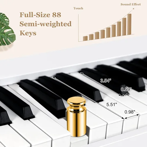 Miniatura 3 de Costzon Teclado de piano digital plegable de 88 teclas, teclado semipesado de tamaño completo, piano eléctrico portátil con MIDI, función dividida