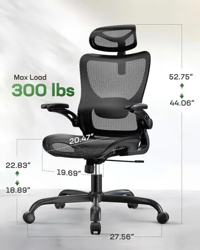 Miniatura 2 de Marsail Silla de Oficina Ergonómica de Malla con Respaldo Alto, Silla de Escritorio para Oficina en Casa con Soporte Lumbar Adaptativo