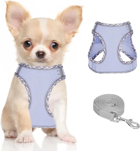 Miniatura 13 de Arnés para perro para perros pequeños y medianos sin tirones, ajustable para cachorros, arnés de malla transpirable reflectante para mascotas