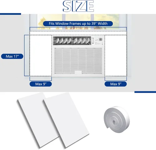 Miniatura 2 de Paneles de aislamiento envolvente de aire acondicionado de ventana, panel de espuma aislado lateral de CA blanca con tira de sellado superior