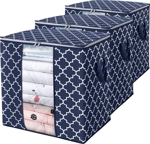 Miniatura 24 de WISELIFE Bolsas de Almacenamiento [3 Unidades/100L] Contenedores Grandes de Organización y Almacenamiento de Mantas y Ropa para Edredones, Ropa