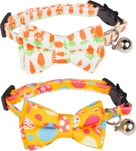 Miniatura 10 de ADOGGYGO Collar navideño para gato con campana de lazo, paquete de 2 collares de Navidad para gatito rojo y verde