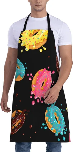Miniatura 2 de Gkyygk Delantal para mujer con bolsillos, correa ajustable en el cuello y lazos en la cintura para cocinar, hornear, barbacoa, hombres y mujeres