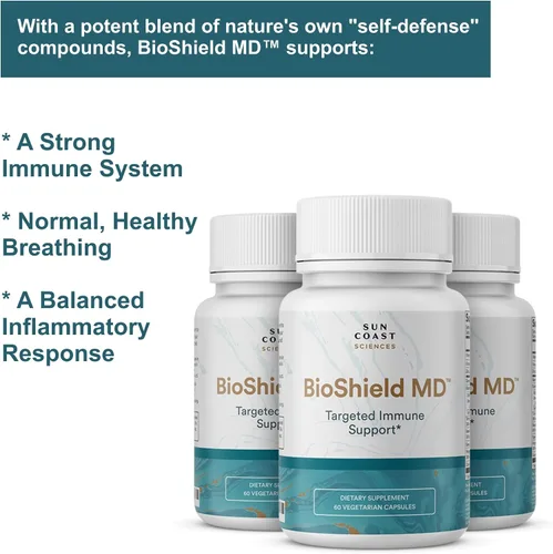 Miniatura 6 de SUN COAST SCIENCES BioShield MD de Premium Immunity Support con vitamina C, vitamina D, zinc, para concentración, claridad, articulaciones