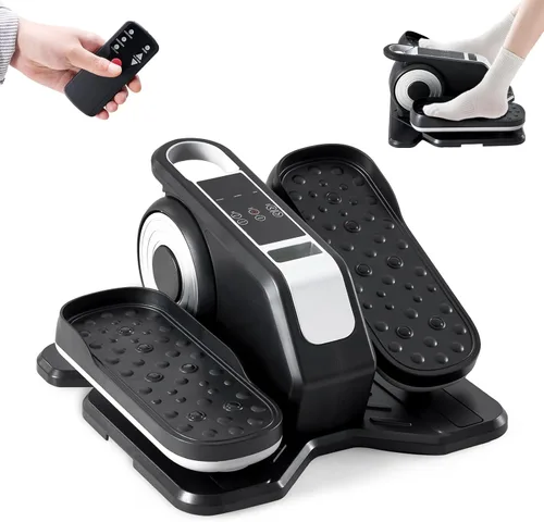 OLIXIS Máquina elíptica debajo del escritorio: mini ejercitador de pedal compacto y silencioso con velocidad ajustable, pantalla LED, solución de
