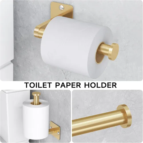 Miniatura 4 de KLJKPA - Juego de accesorios de baño, juego de 4 piezas de accesorios de baño dorados, barra de toalla de 24 pulgadas, toalleros para baño, ganchos