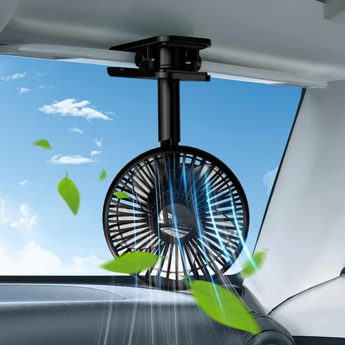 Ventilador USB recargable oscilante con luz colorida alimentado por batería, ventilador de visera portátil giratorio de 360° que soplan aire frío,