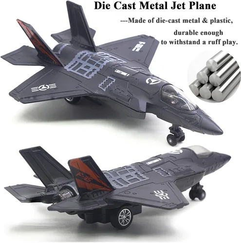 Miniatura 2 de OTONOPI Avión de Combate a Escala Militar F-35 Modelo de Avión del Ejército Fuerza Aérea de Metal Fundido con Retroceso Avión de Ataque y Bombardeo